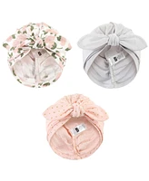 Hudson Baby Baby Girls Turban Cotton Headwraps, Pink Peony, One