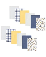 Hudson Baby Infant Boy Cotton Flannel Burp Cloths Bundle, Construction Work, One Size