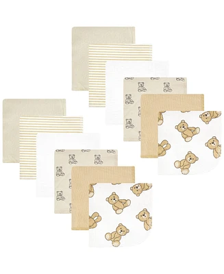 Hudson Baby Flannel Cotton Washcloths, Teddy Bears Pack