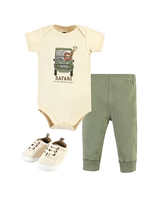 Hudson Baby Boys Cotton Bodysuit, Pant and Shoe Set