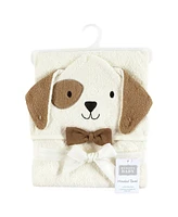 Hudson Baby Unisex Baby Cotton Animal Face Hooded Towel, Dog, One Size