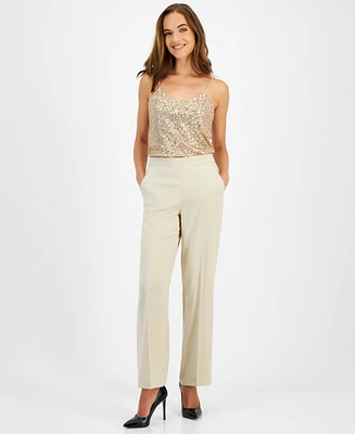 Anne Klein Women's Pull-On High-Rise Satin Pants