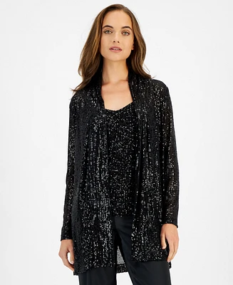 Anne Klein Women's Sequin Embellished Open-Front Jacket