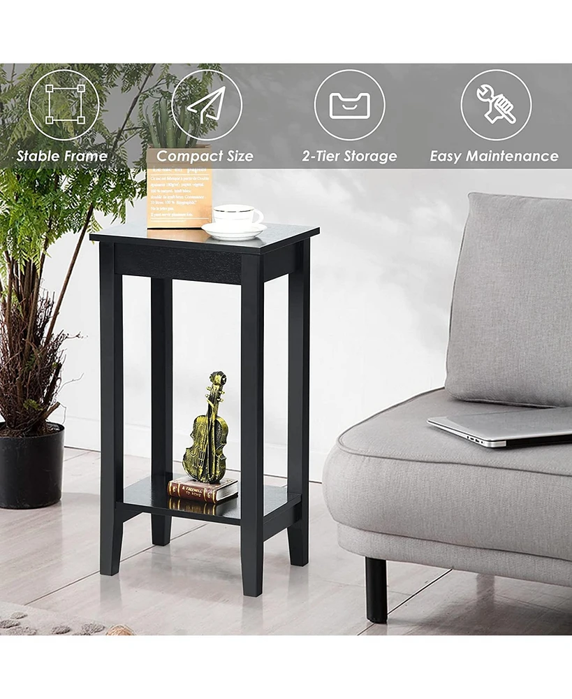 Slickblue Set of 2 Versatile 2-Tier End Table with Storage Shelf