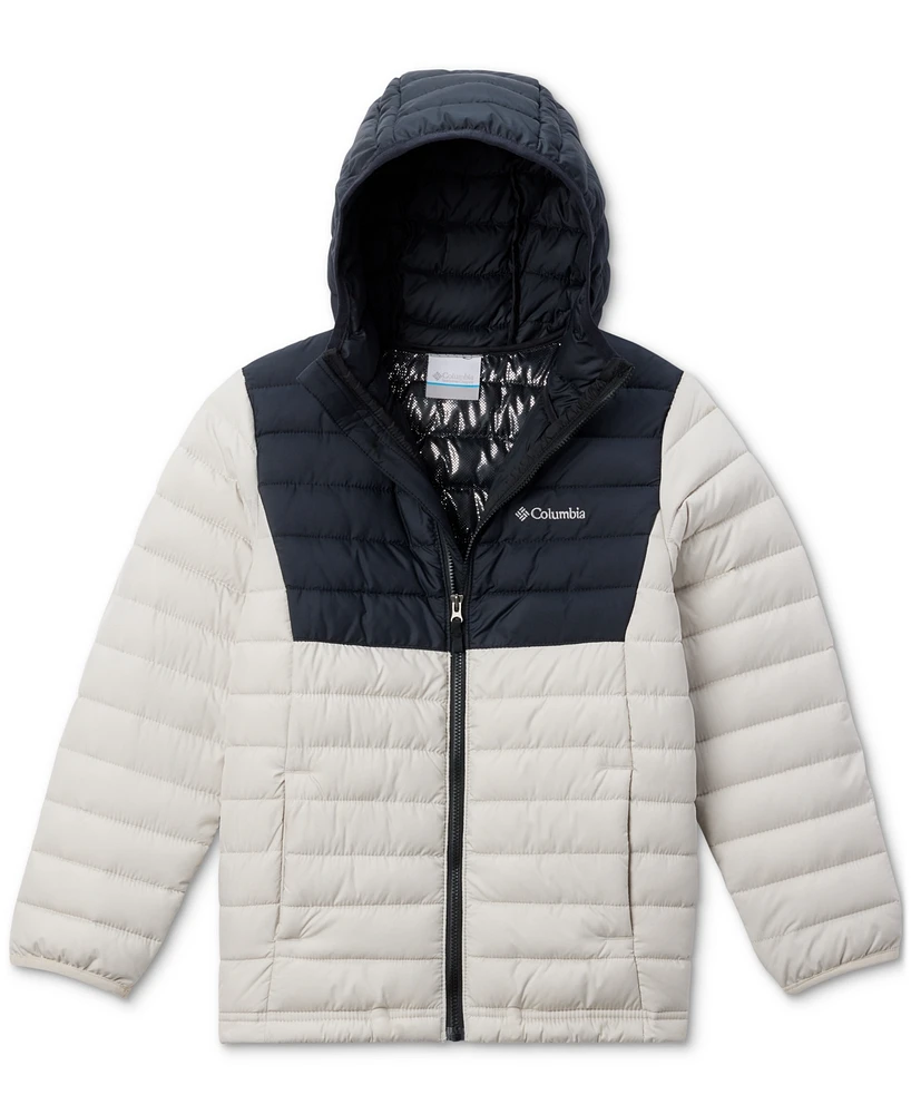 Columbia Big Boys Powder Lite Ii Quilted Colorblocked Full-Zip Hooded Jacket