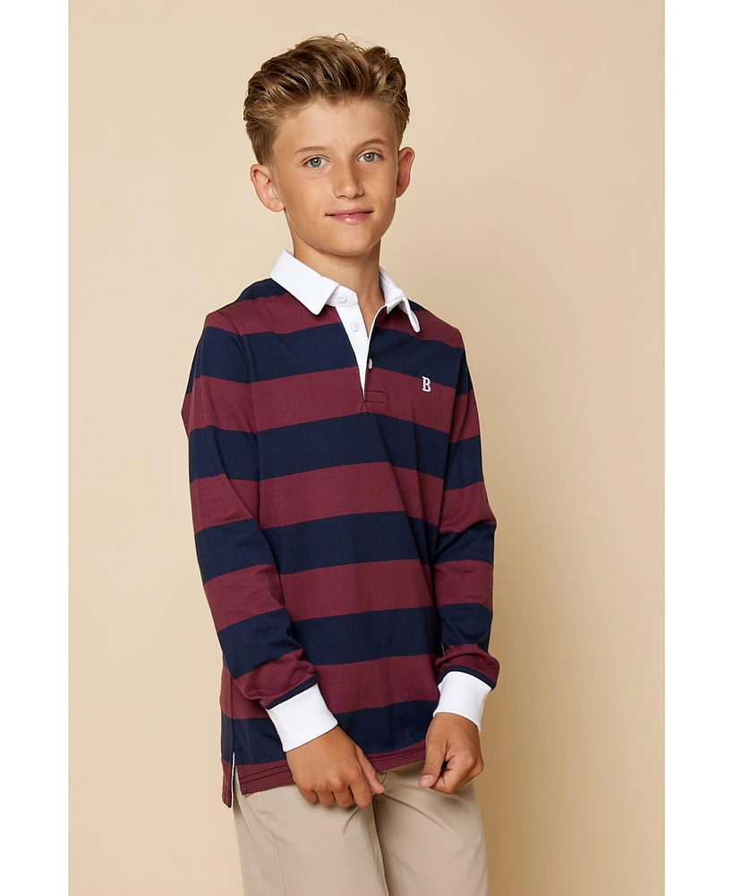 B by Brooks Brothers Big Boys Long Sleeve Rugby Polo Shirt