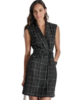 Dkny Women's Shawl-Collar Sleeveless Tie-Waist Dress