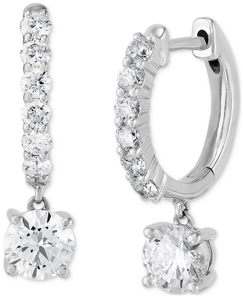 Grown With Love Lab Grown Diamond Dangle Small Hoop Earrings (1-1/2 ct. t.w.) in 14k White Gold