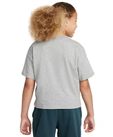 Nike Big Girls Sportswear Essential Cotton Swoosh Logo T-Shirt