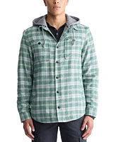 Men's Jakeim Long Sleeve Plaid Flannel Hooded Shirt-Jacket