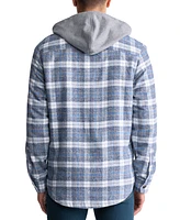 Men's Jakeim Long Sleeve Plaid Flannel Hooded Shirt-Jacket