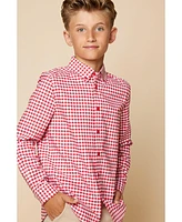 B by Brooks Brothers Big Boys Gingham Woven Long Sleeve Oxford Shirt