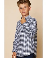 B by Brooks Brothers Big Boys Gingham Woven Long Sleeve Oxford Shirt