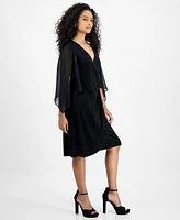 Connected Petite Cape-Sleeve Surplice Sheath Dress