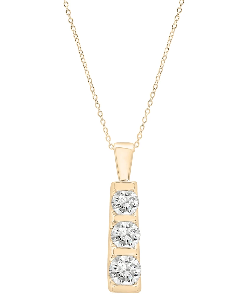 Diamond Graduated Three Stone Pendant Necklace (1 ct. t.w.) 14k White or Yellow Gold, 18" + 2" extender, Created for Macy's