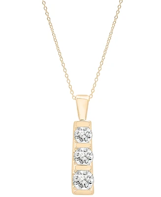 Diamond Graduated Three Stone Pendant Necklace (1 ct. t.w.) 14k White or Yellow Gold, 18" + 2" extender, Created for Macy's