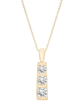 Diamond Graduated Three Stone Pendant Necklace (1 ct. t.w.) 14k White or Yellow Gold, 18" + 2" extender, Created for Macy's