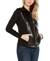 Belldini Black Label Women's Faux-Leather Moto Jacket