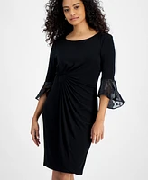 Connected Petite Faux-Wrap Sheath Dress