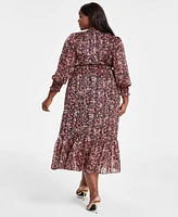 Vince Camuto Plus Floral-Print Midi Dress