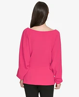 Halston Women's Dolman-Sleeve Boat-Neck Peplum Top