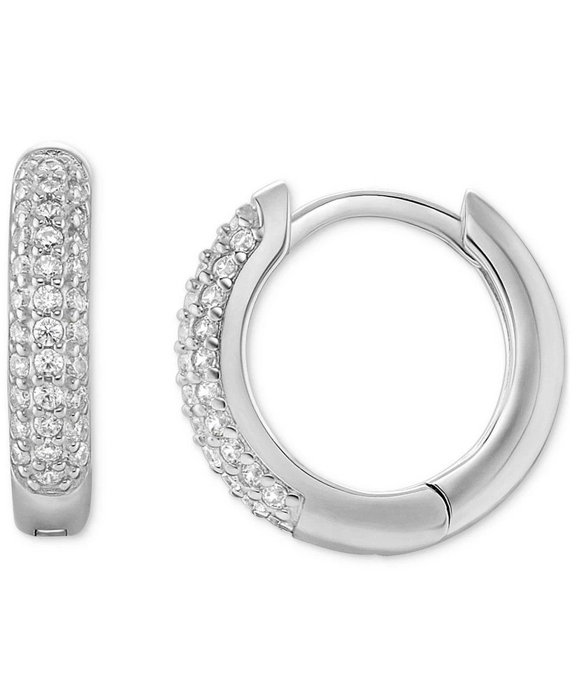 Giani Bernini Cubic Zirconia Pave Small Huggie Hoop Earrings in Sterling Silver, 0.51", Created for Macy's