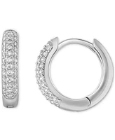 Giani Bernini Cubic Zirconia Pave Small Huggie Hoop Earrings in Sterling Silver, 0.51", Created for Macy's