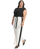 Dkny Plus Tie-Waist Wide-Leg Scuba Crepe Jumpsuit