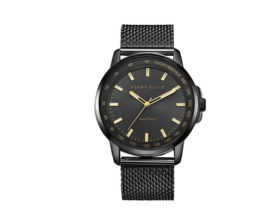 Perry Ellis Men's Solar Powered Gunmetal Tone Adjustable Mesh Watch