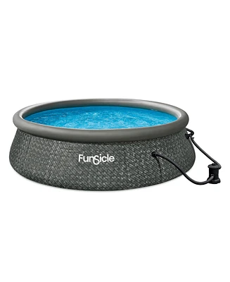 Funsicle 12' x 36" QuickSet Ring Top Above Ground Swimming Pool, Herringbone