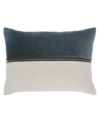 Ihi Home Lumbar Velvet Linen Zipper Pillow, 14"x 20"