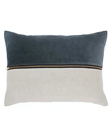 Ihi Home Lumbar Velvet Linen Zipper Pillow, 14"x 20"