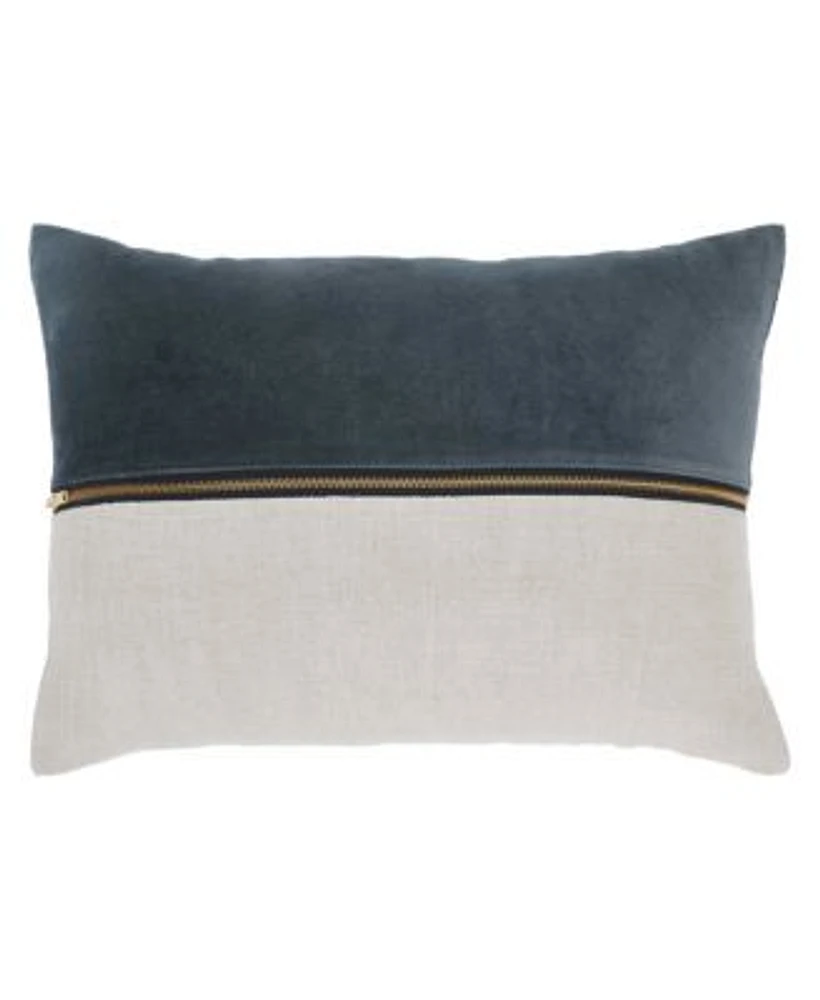 Ihi Home Lumbar Velvet Linen Zipper Pillow