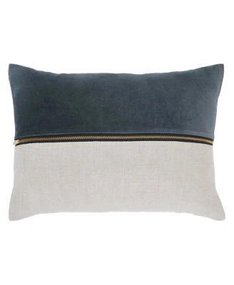 Ihi Home Lumbar Velvet Linen Zipper Pillow