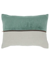 Ihi Home Lumbar Velvet Linen Zipper Pillow, 14"x 20"