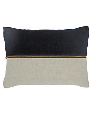 Ihi Home Lumbar Velvet Linen Zipper Pillow, 14"x 20"