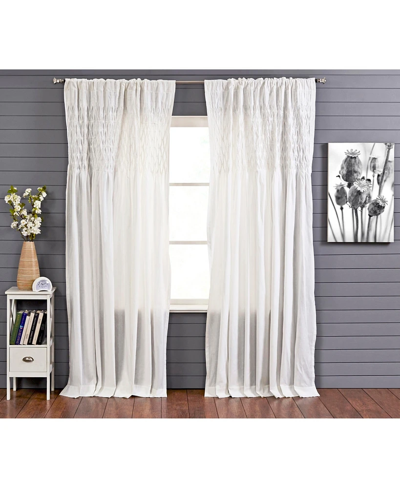 Ihi Home Smocking Stich Linen Cotton Curtain Panel