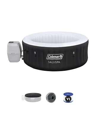 Bestway Coleman Miami AirJet Inflatable Hot Tub with EnergySense Cover, Black