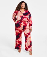 Nina Parker Trendy Plus Size Satin Shirt