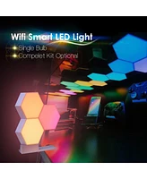 Yescom App Control WiFi Hexagon Led Light Kit 15 Blocks w/Alexa Google Home Game Room Decor Gift