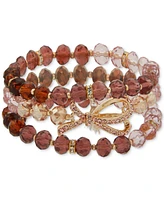 lonna & lilly Gold-Tone Three Row Beaded Stretch Bracelet