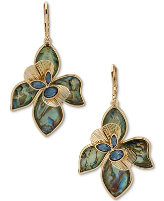 lonna & lilly Gold-Tone Stone Flower Drop Earrings