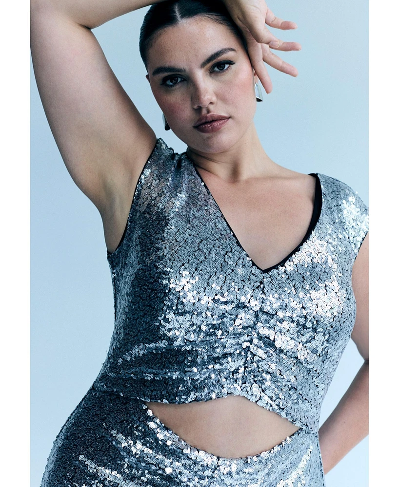 Eloquii Women's Sequin Dress With Cutout