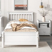 Twin Bed With Headboard And Footboard For Kids, Teens, Adults, With A Nightstand