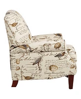 Kensington Hill Birdsong Script and Bird Patterned Recliner Chair Armchair Comfortable Push Manual Reclining Footrest Adjustable Upholstered Bedroom L