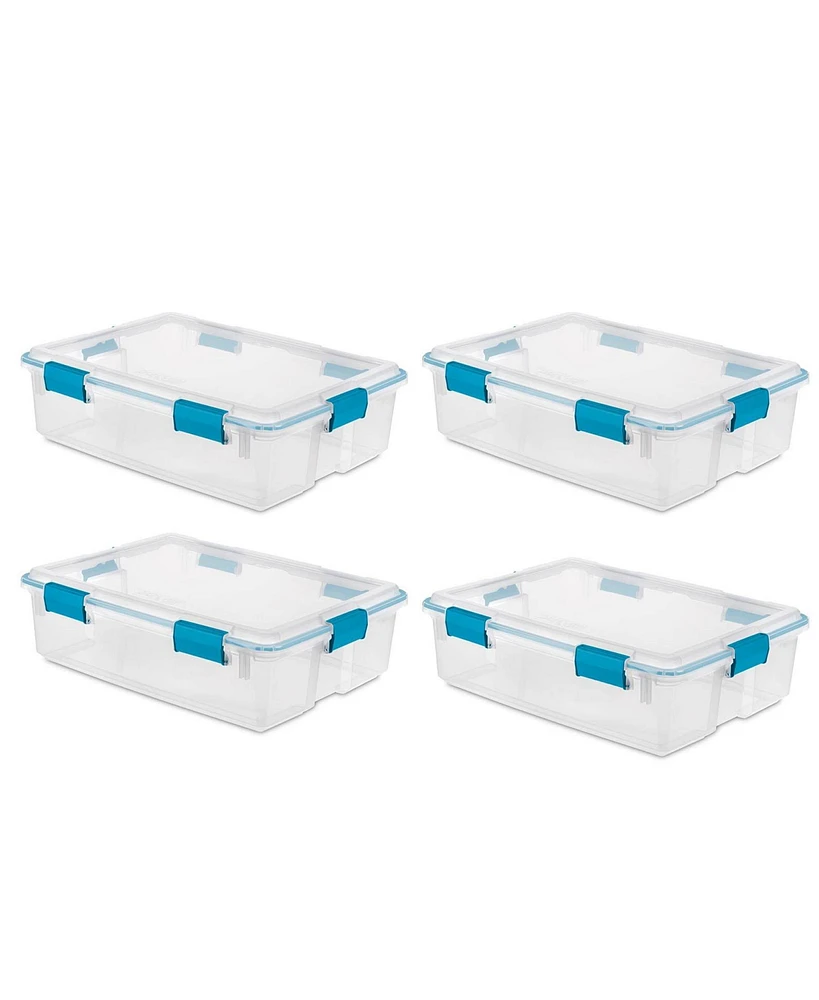 Sterilite 37 Qt Clear Plastic Home Storage Tote Bin with Secure Lids, (4 Pack)