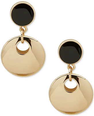 Dkny Gold-Tone Disc Doorknocker Drop Earrings