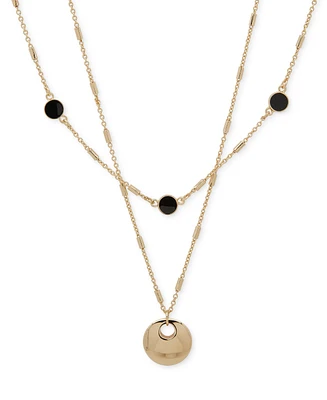 Dkny Gold-Tone Disc Layered Necklace, 16-18" + 3" extender