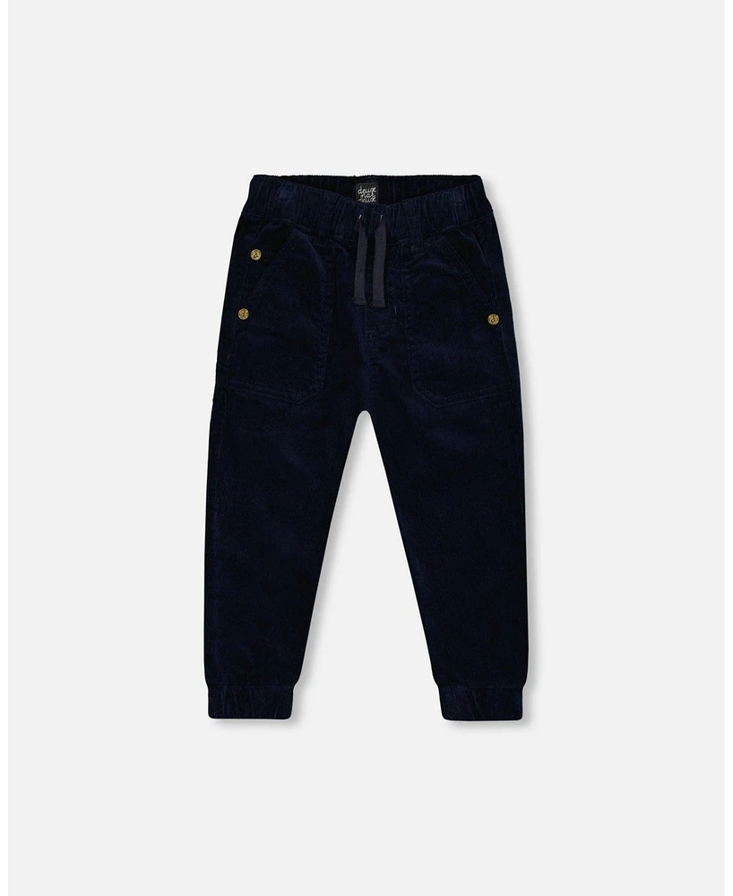 Deux par Deux Toddler Boys Stretch Corduroy Jogger Pants Navy - Toddler|Child