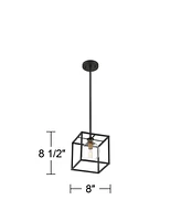 Possini Euro Design Delaney Black Burnished Brass Mini Pendant Light 8" Wide Modern Square Cage Round Clear Glass Shade Fixture Dining Room House Entr